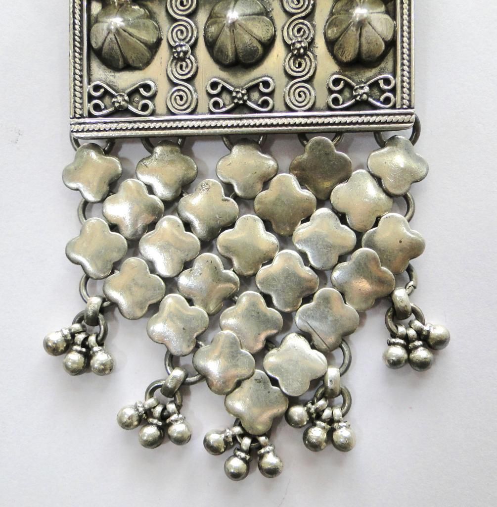 VINTAGE ANTIQUE 925 STERLING SILVER PENDANT AMULET NECKLACE RAJASTHAN