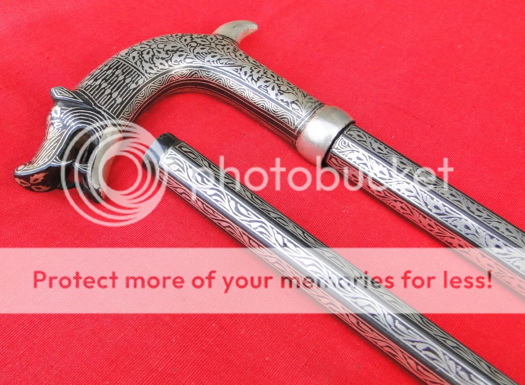 TRADITIONAL DESIGN BIDAREE WORK CANE WALKING STICK IND  