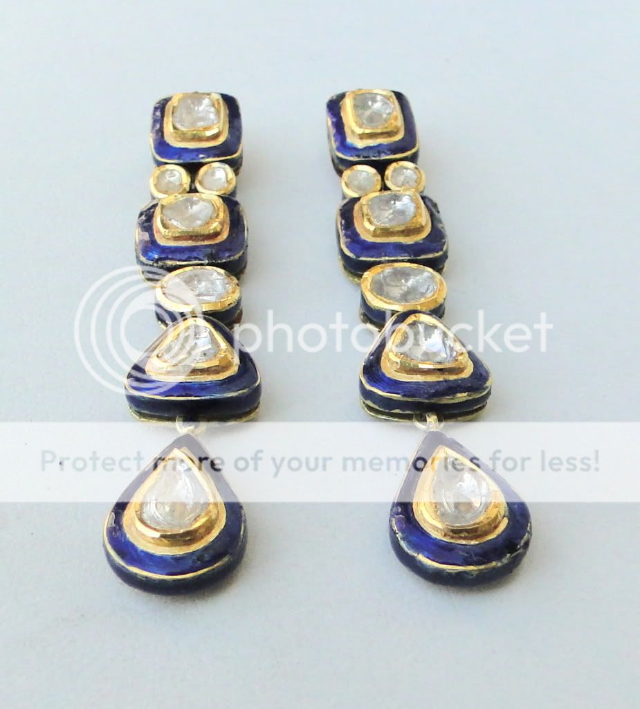   GOLD DIAMOND POLKI KUNDAN EARRING PAIR Karnataka South INDIA  