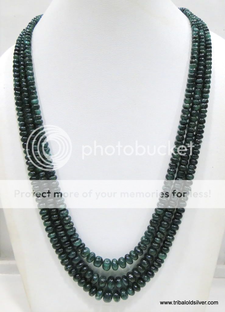 strand natural Emerald Gemstone Beads Necklace  