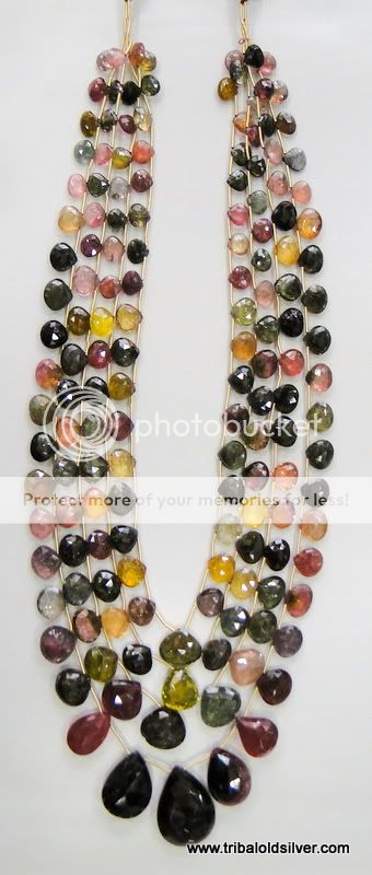 570 CT TOURMALINE STONE BEADS TEARDROP STRANDS NECKLACE  