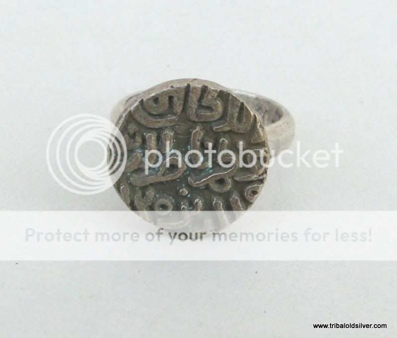 VINTAGE ETHNIC TRIBAL OLD SILVER MUGHAL COIN RING INDIA  