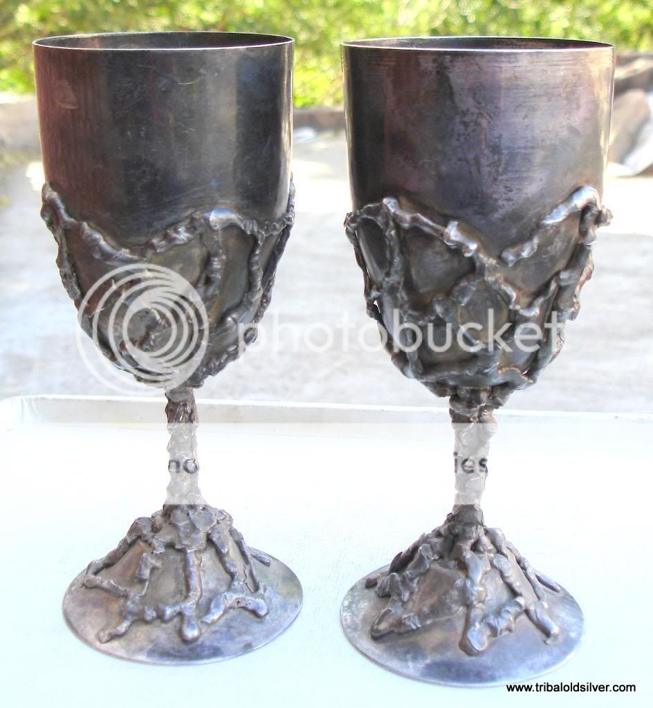 VINTAGE ANTIQUE STERLING SILVER WINE GLASSES CUP GOBLET  