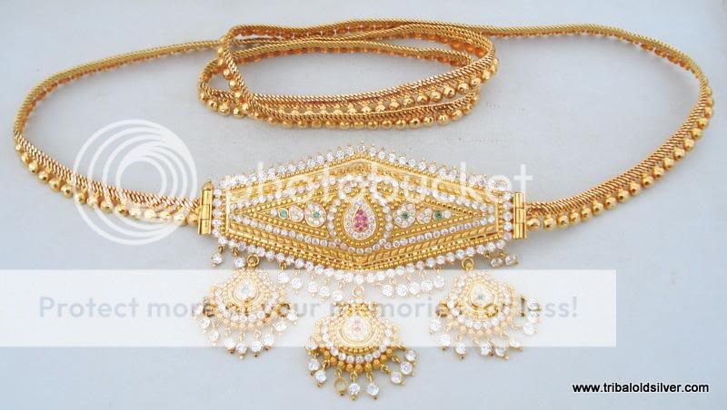 Vintage Antique Solid 22 Ct Gold Belt Belly Chain India