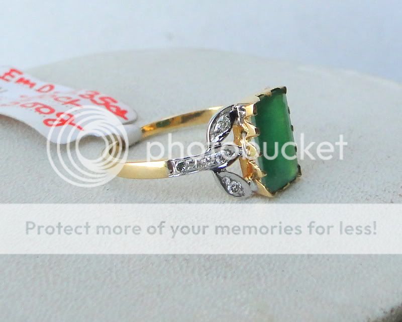 14 K SOLID GOLD EMERALD & DIAMOND GEMSTONE RING INDIA  