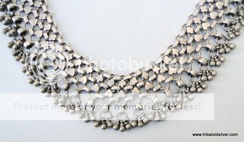 VINTAGE ANTIQUE ETHNIC TRIBAL OLD SILVER NECKLACE INDIA  