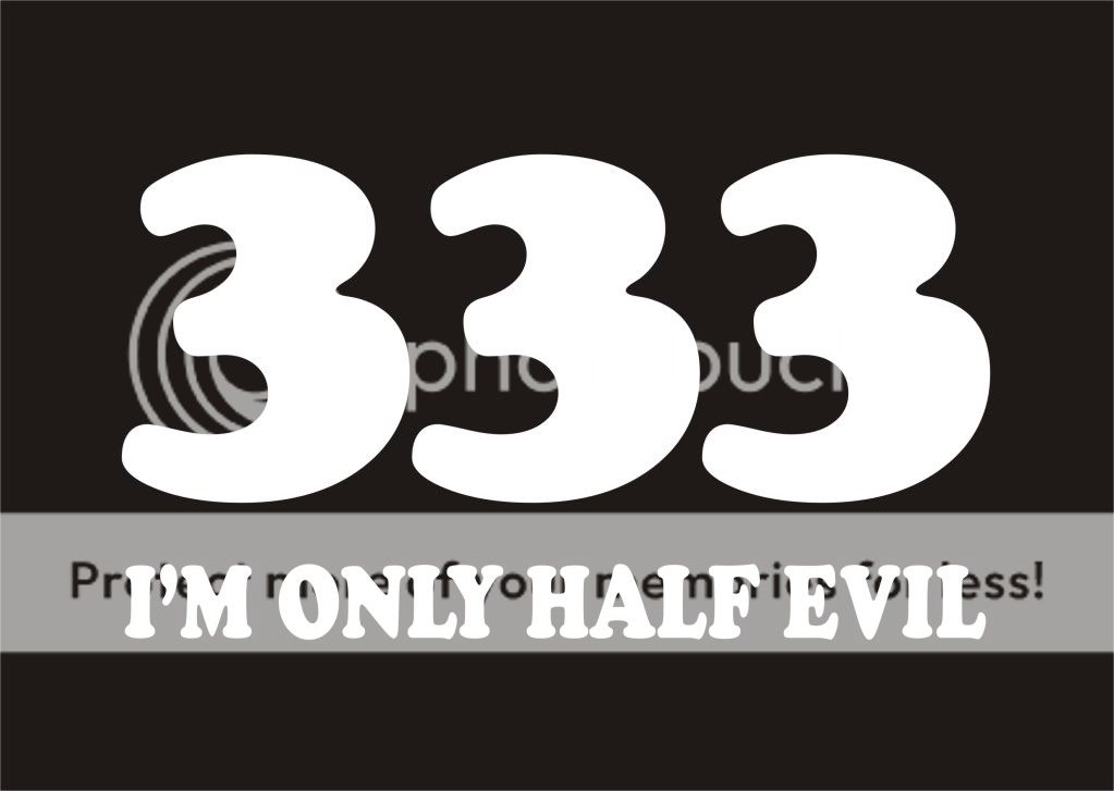 333 IM ONLY HALF EVIL Funny T Shirt Hell Humor Tee